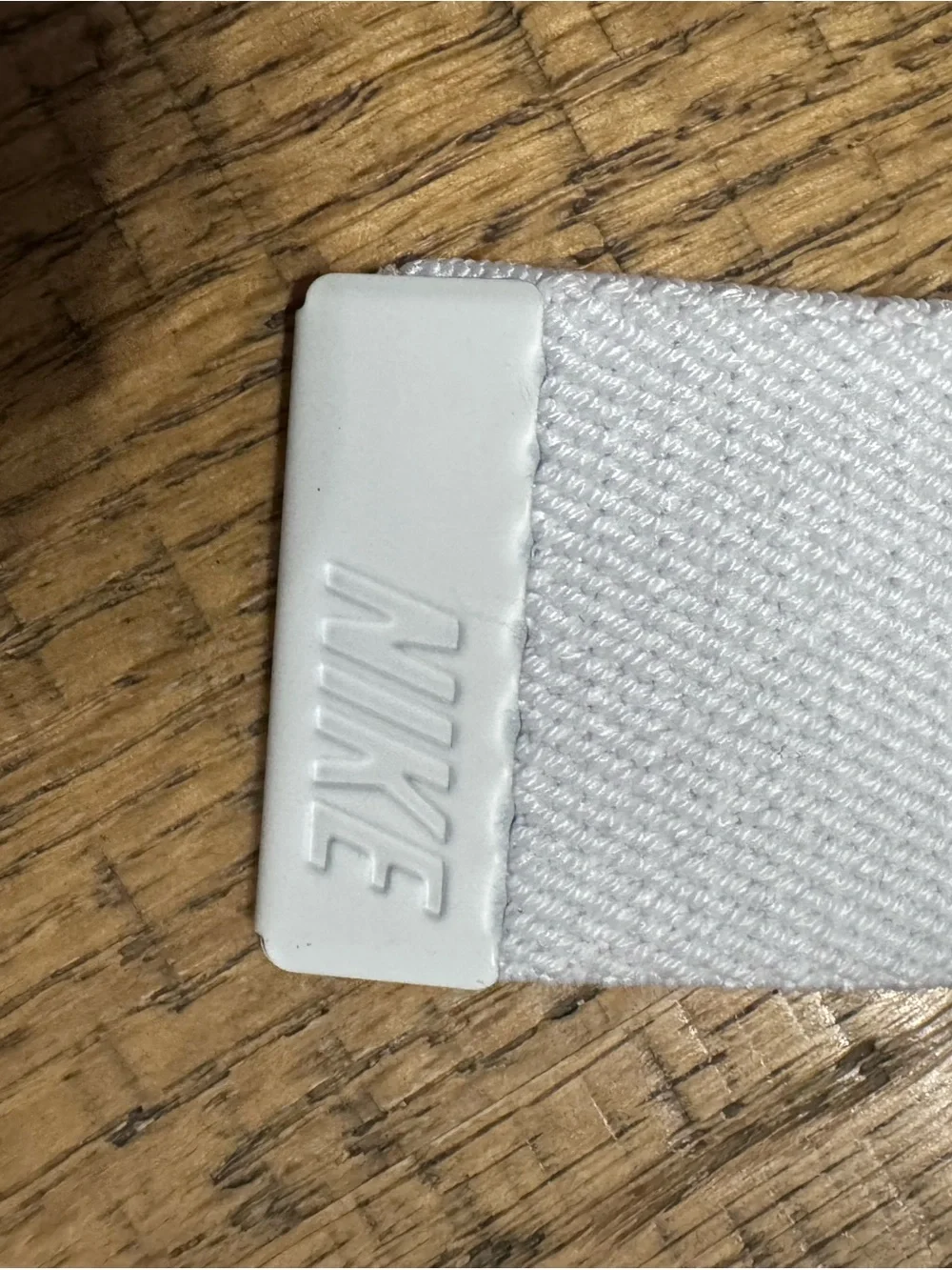 Nike White Webbing Belt with Silver-Tone Buckle and Swoosh